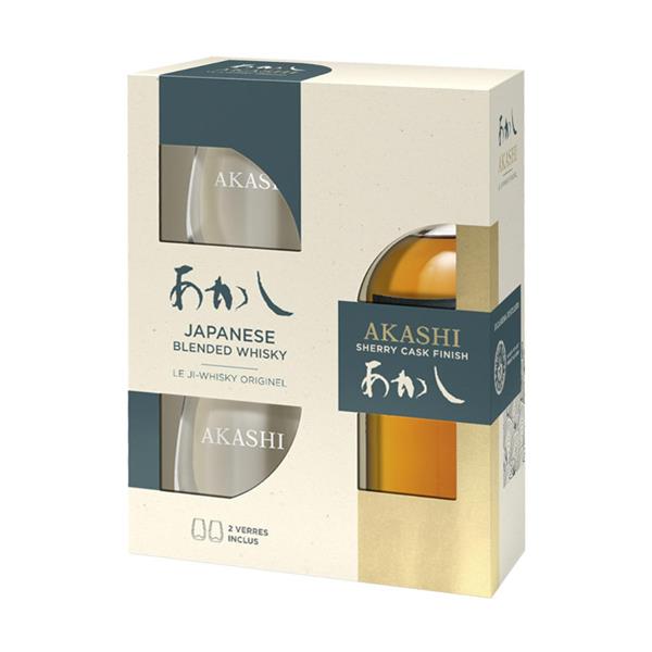 WHITE OAK Japanese Whisky AKASHI SHERRY CASK + 2 Bicchieri Cl. 50